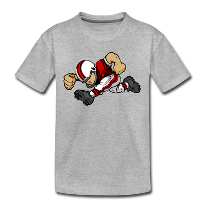 Football Player Cartoon Kids T-Shirt - heather gray