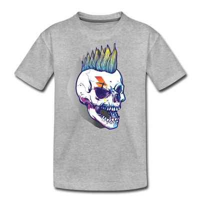Punk Rockstar Skull Kids T-Shirt - heather gray