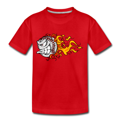 Fire Baseball Kids T-Shirt - red