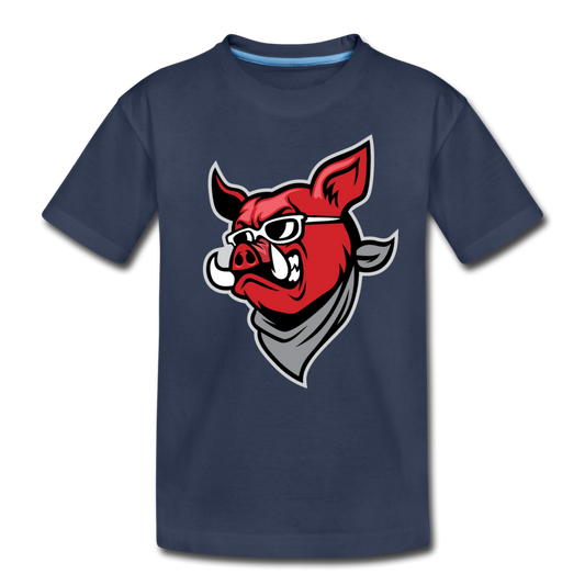 Boar Cartoon Kids T-Shirt - navy