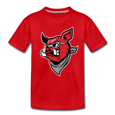Boar Cartoon Kids T-Shirt - red