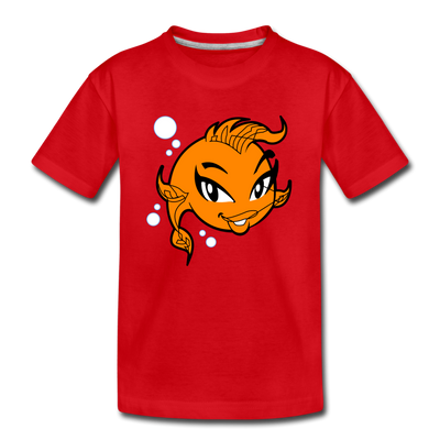 Girl Fish Cartoon Kids T-Shirt - red
