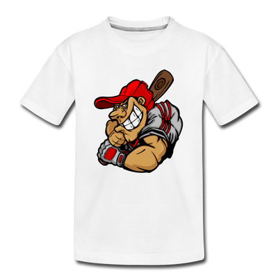 Baseball Player Cartoon Kids T-Shirt - white