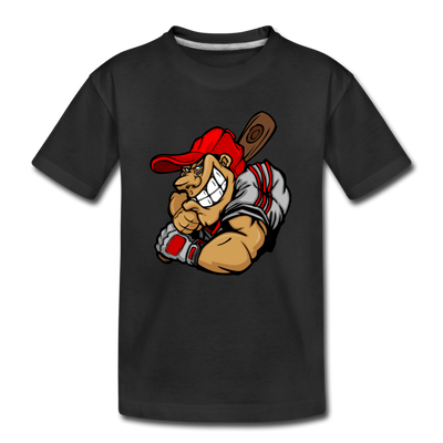 Baseball Player Cartoon Kids T-Shirt - black