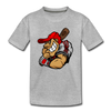 Baseball Player Cartoon Kids T-Shirt - heather gray