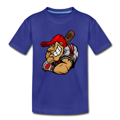 Baseball Player Cartoon Kids T-Shirt - royal blue
