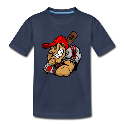 Baseball Player Cartoon Kids T-Shirt - navy