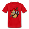 Baseball Player Cartoon Kids T-Shirt - red