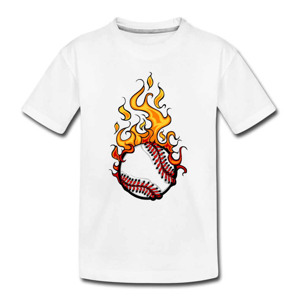 Fire Baseball Kids T-Shirt - white
