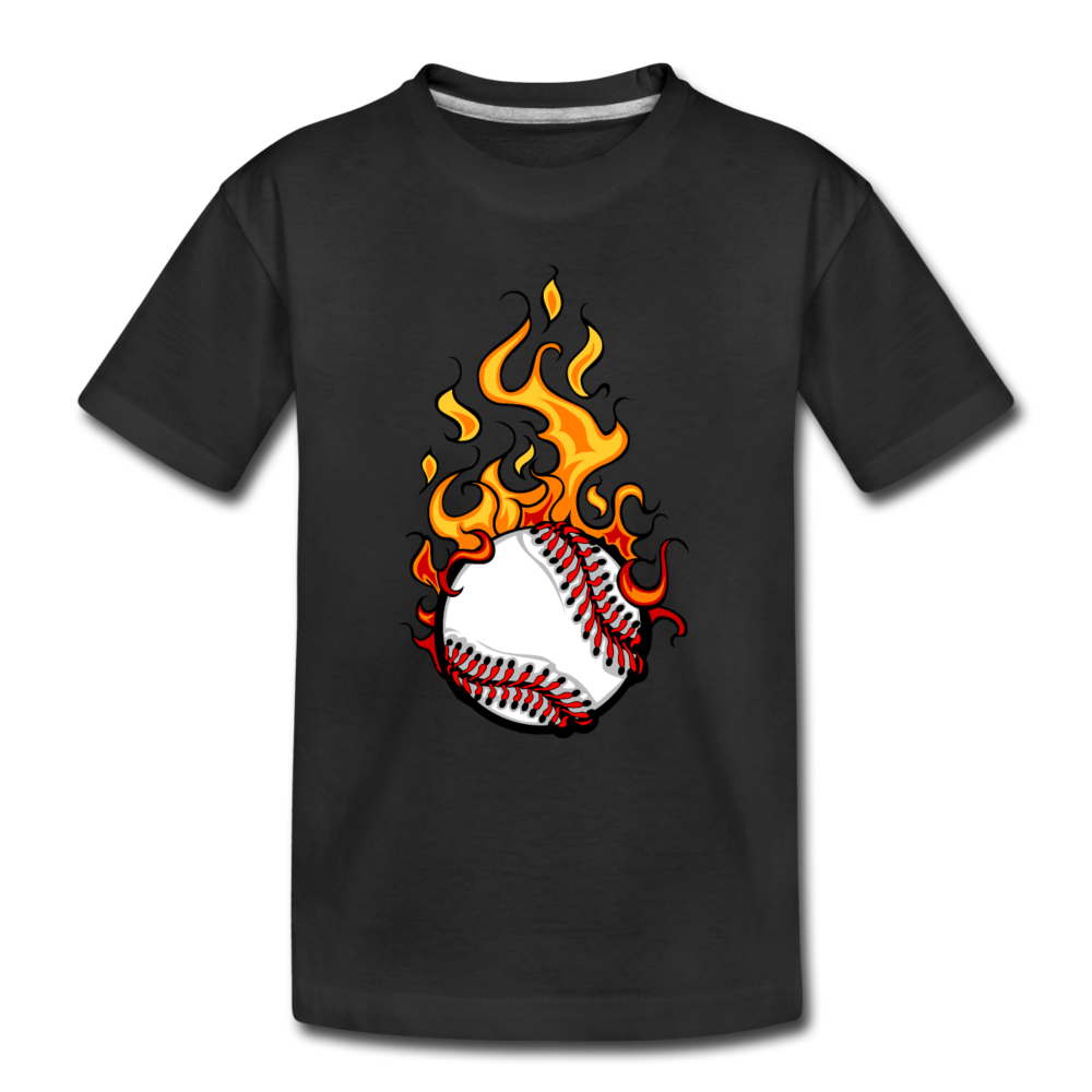 Fire Baseball Kids T-Shirt - black