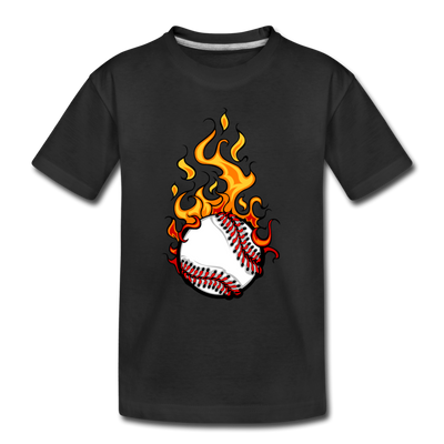 Fire Baseball Kids T-Shirt - black