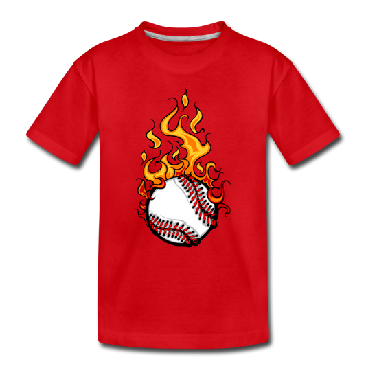 Fire Baseball Kids T-Shirt - red