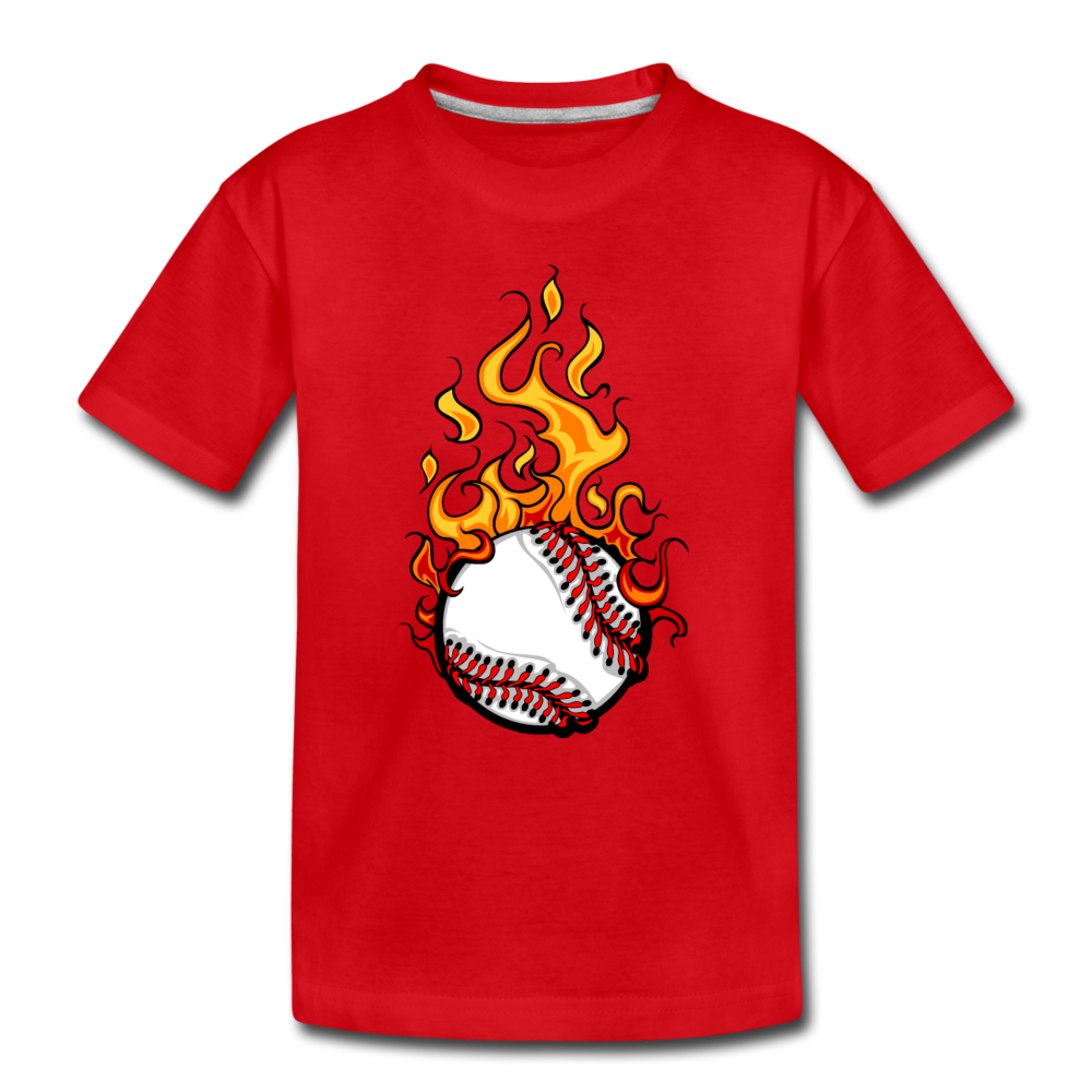 Fire Baseball Kids T-Shirt - red