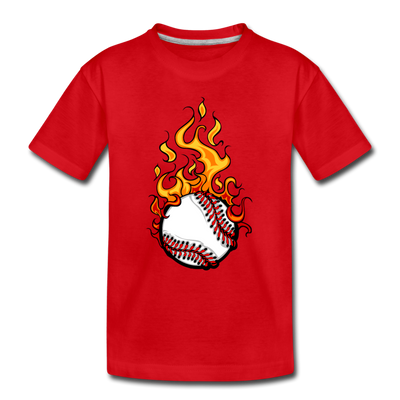 Fire Baseball Kids T-Shirt - red