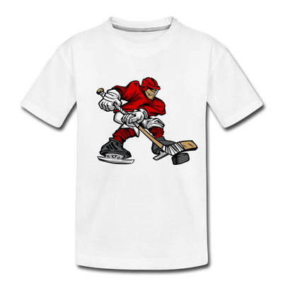 Hockey Player Cartoon Kids T-Shirt - white