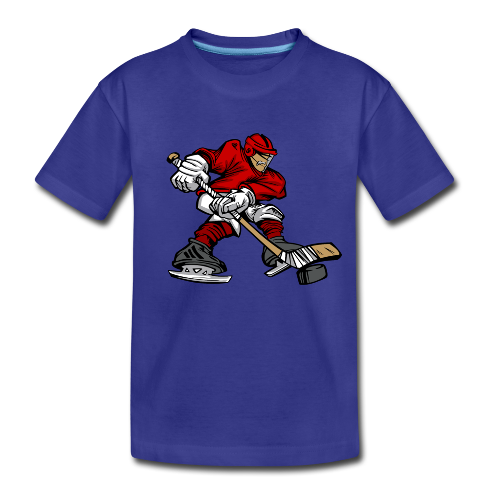 Hockey Player Cartoon Kids T-Shirt - royal blue
