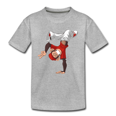 Handstand Monkey Cartoon Kids T-Shirt - heather gray