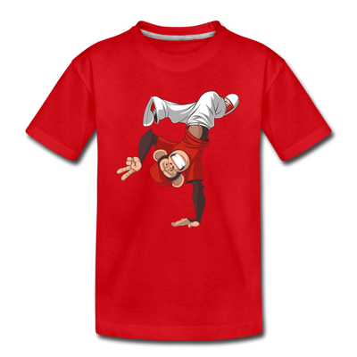 Handstand Monkey Cartoon Kids T-Shirt - red