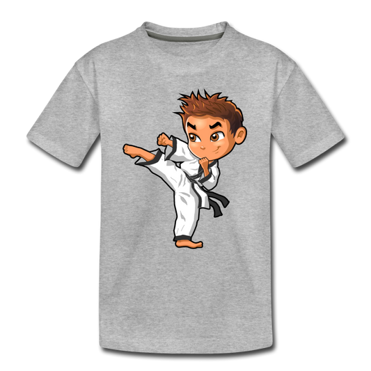 Karate Cartoon Kids T-Shirt - heather gray