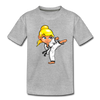 Karate Girl Cartoon Kids T-Shirt - heather gray