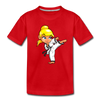 Karate Girl Cartoon Kids T-Shirt - red