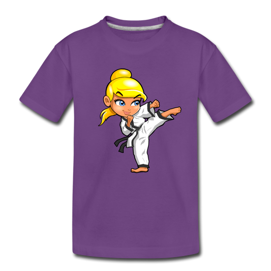 Karate Girl Cartoon Kids T-Shirt - purple