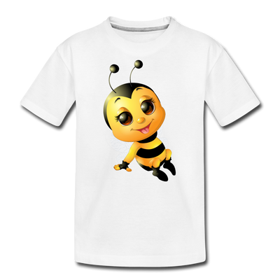 Bumble Bee Cartoon Kids T-Shirt - white