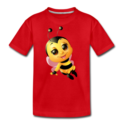 Bumble Bee Cartoon Kids T-Shirt - red