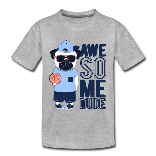 Awesome Basketball Dog Kids T-Shirt - heather gray