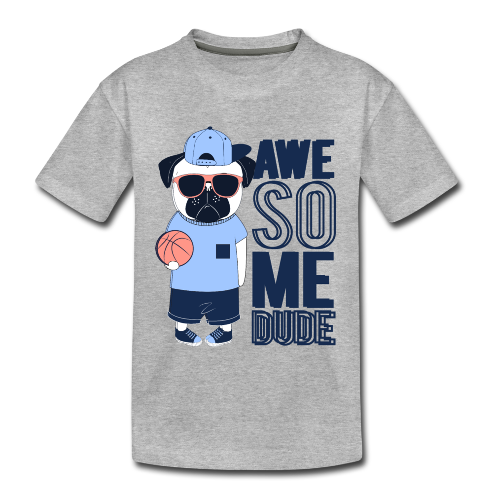 Awesome Basketball Dog Kids T-Shirt - heather gray