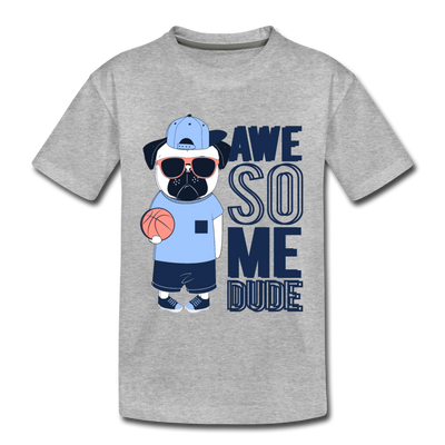 Awesome Basketball Dog Kids T-Shirt - heather gray