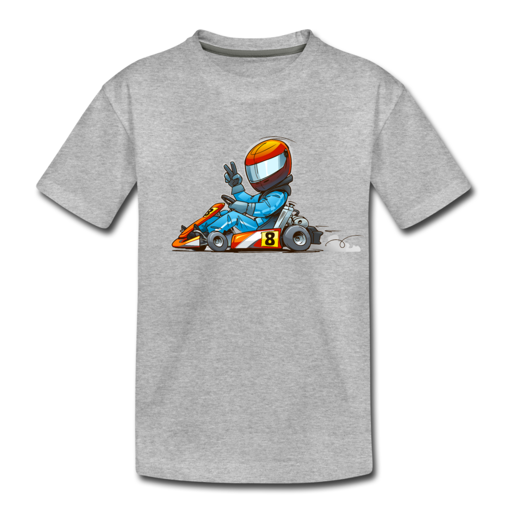 Go-Kart Cartoon Kids T-Shirt - heather gray