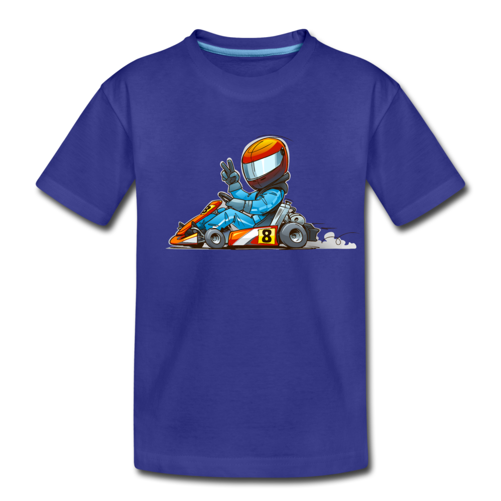 Go-Kart Cartoon Kids T-Shirt - royal blue