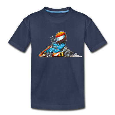 Go-Kart Cartoon Kids T-Shirt - navy