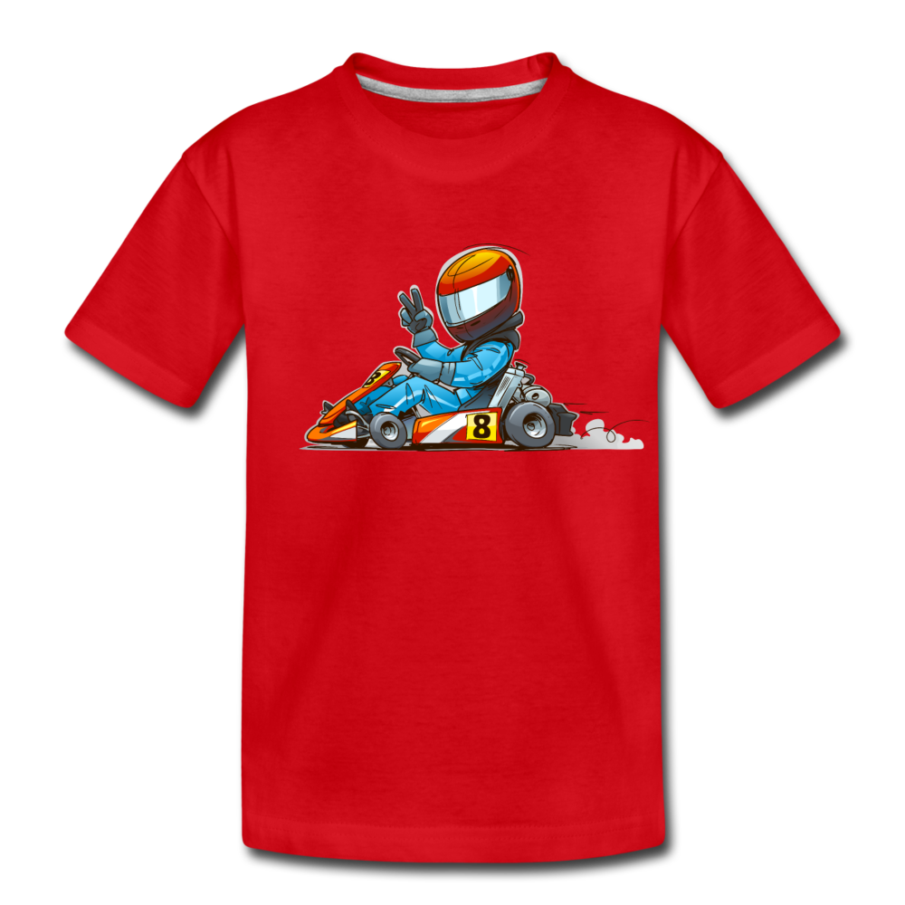 Go-Kart Cartoon Kids T-Shirt - red