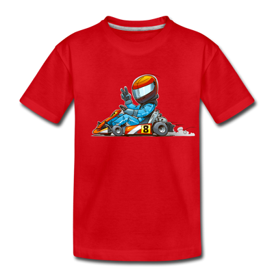 Go-Kart Cartoon Kids T-Shirt - red