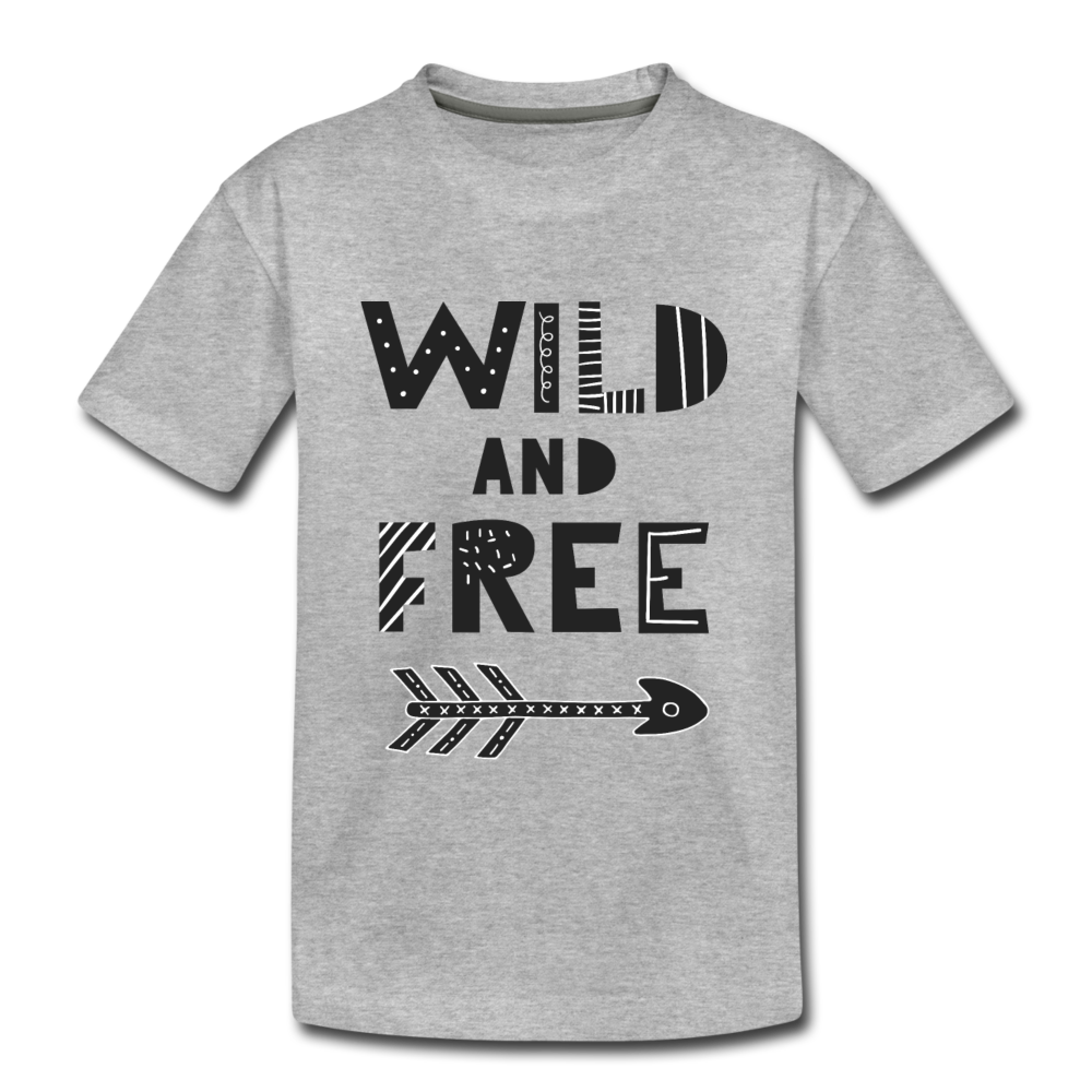 Wild and Free Kids T-Shirt - heather gray