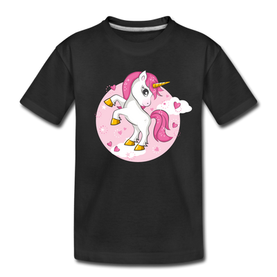 Unicorn Cartoon Kids T-Shirt - black