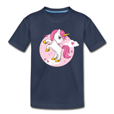 Unicorn Cartoon Kids T-Shirt - navy