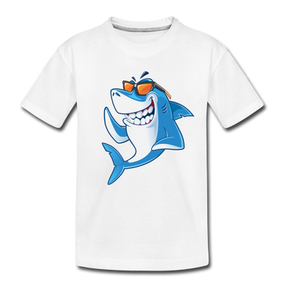 Cool Shark Cartoon Kids T-Shirt - white