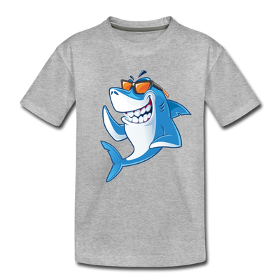 Cool Shark Cartoon Kids T-Shirt - heather gray