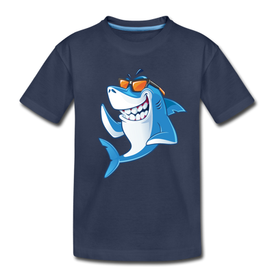 Cool Shark Cartoon Kids T-Shirt - navy