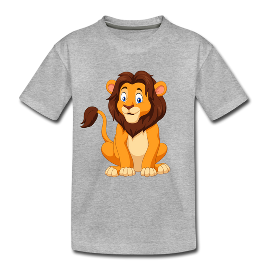 Lion Cartoon Kids T-Shirt - heather gray