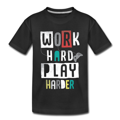 Work Hard Play Hard Kids T-Shirt - black