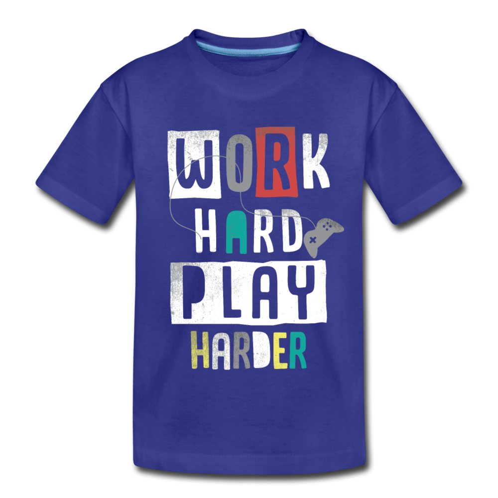 Work Hard Play Hard Kids T-Shirt - royal blue