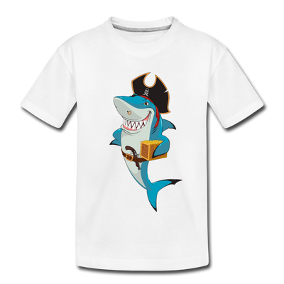 Shark Pirate Cartoon Kids T-Shirt - white
