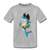 Shark Pirate Cartoon Kids T-Shirt - heather gray