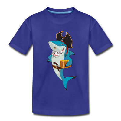 Shark Pirate Cartoon Kids T-Shirt - royal blue