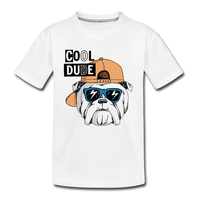 Cool Dude Dog Kids T-Shirt - white