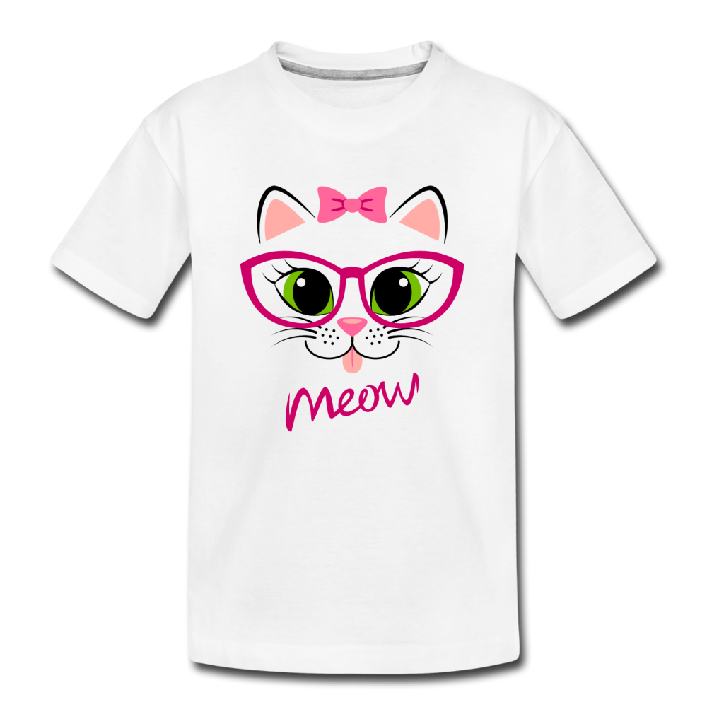 Meow Kitty Cat Kids T-Shirt - white